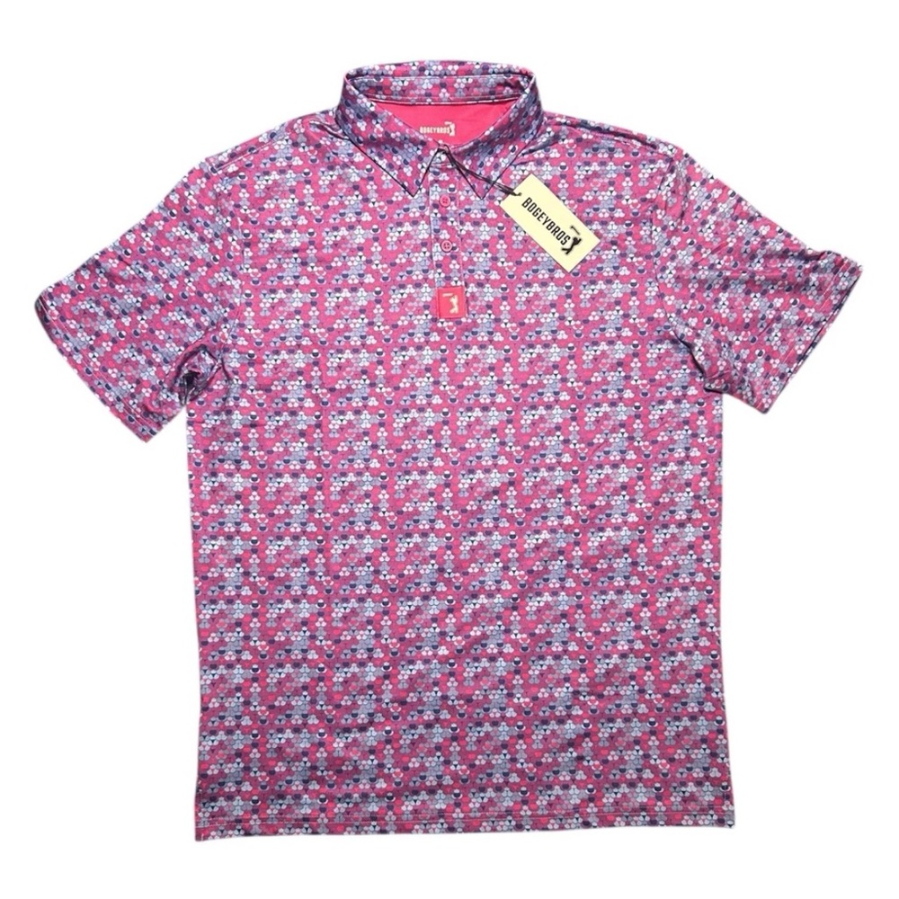 Bogey Bros Whale Tale Men’s Golf Polo Size M Medium All Over Print AOP